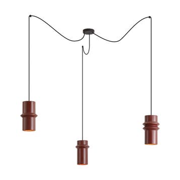 Retro hanglamp rood met zwart 3-lichts - Monti, Verzenden, Nieuw, Retro