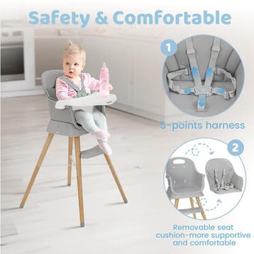 Ezebaby 6-in-1 houten kinderstoel voor babys en peuters, co, Verzenden, Zo goed als nieuw