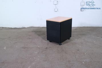 Palmberg ladeblok zwart peren topblad verrijdbaar 3 lades, Huis en Inrichting, Overige materialen, Minder dan 50 cm, Gebruikt