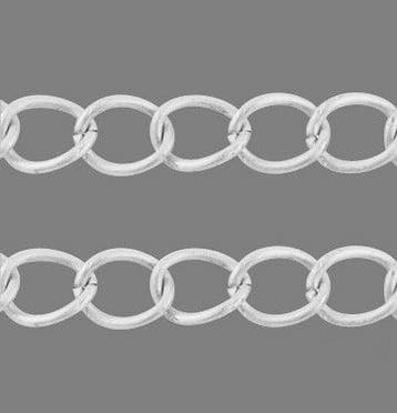 50 cm verzilverde Jasseron ketting 6 x 3 x  0,7mm, Ophalen of Verzenden, Nieuw, Overige typen