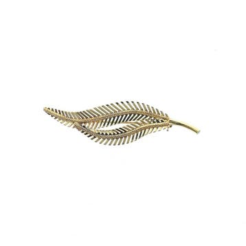Vintage gouden veer broche, Ophalen of Verzenden, Gebruikt, Goud, Goud