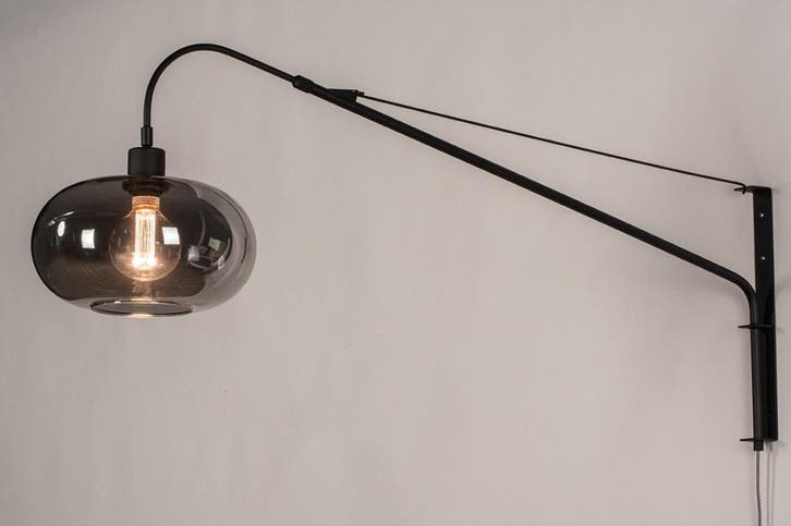 Rietveld Wandlampen - Zwart, Grijs - Glas, Metaal, Huis en Inrichting, Lampen | Wandlampen, Verzenden