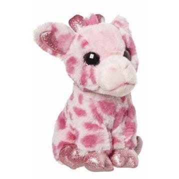 Pluche giraffe knuffel roze - 23 cm - kraalogen, Verzenden, Nieuw