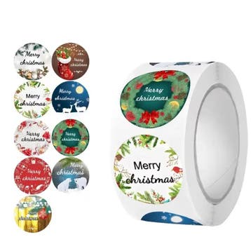Sluitstickers kerstetiketten merry christmas winter forest, Ophalen of Verzenden, Nieuw