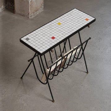 Bijzettafel - Metaal, Steen - Vintage Bijzettafel met