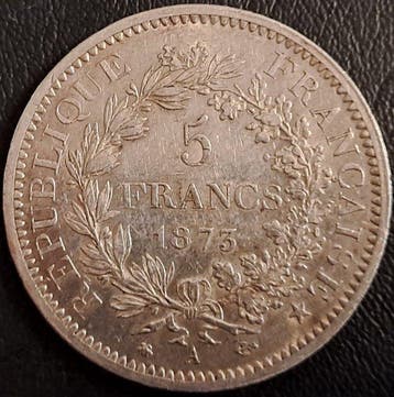Frankrijk. 5 Francs 1873-A Hercule (Zonder minimumprijs)