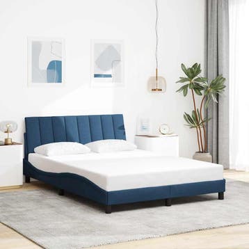 vidaXL Bedframe zonder matras Hanko 120x200 cm stof blauw, Nieuw, Twijfelaar, 120 cm, 200 cm