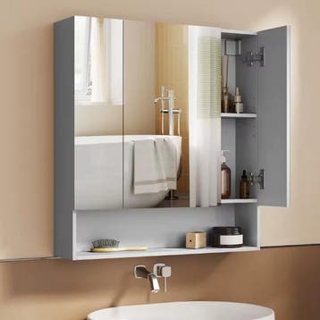 Badkamer Spiegelkast 3 Deuren –Wandkast met Open Vak en Plan, Verzenden, Nieuw