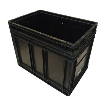Stapelbak, 600x400x480 mm, euronorm, zwart pp, gebruikt -, Gebruikt, 40 tot 60 cm, 50 tot 75 cm, Bak of Kist
