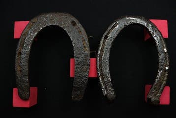 Middeleeuws (Gotisch) - 2 x ijzer Militaire paardenhoefijzer