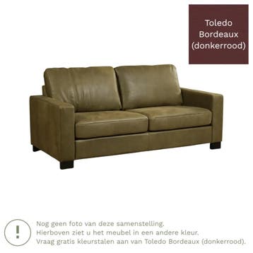 Leren bank Energy - 2,5 zits - Toledo Bordeaux (donkerrood), 150 tot 200 cm, Nieuw, Ophalen of Verzenden, Rechte bank