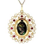 Gouden vintage hanger met emaille en kleursteen 14 krt, Ophalen of Verzenden, Nieuw