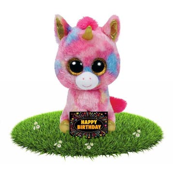 Verjaardag eenhoorn knuffel - pluche - 24 cm - met kaart, Verzenden, Nieuw
