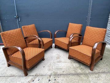 Debrecen Furniture Factory, 1940s - 4 pieces - Fauteuil (4), Antiek en Kunst, Antiek | Meubels | Stoelen en Banken