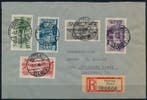 Saarland 1948 - Overstromingshulp, 5 Fr. - 25 Fr. op brief,, Gestempeld
