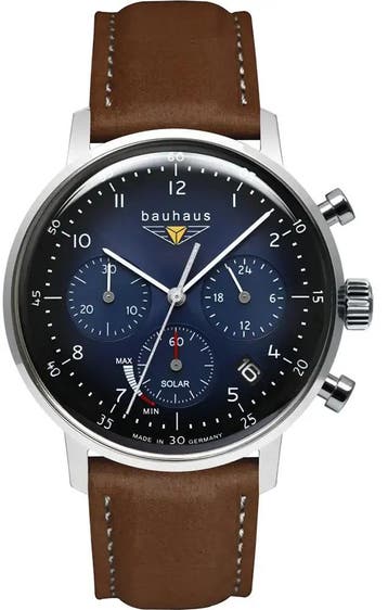 Bauhaus 2086-3 Dessau solar chronograaf horloge, Overige merken, Staal, Verzenden, Polshorloge