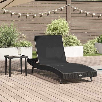 vidaXL Ligstoel 2 st poly rattan Zwart, Verzenden, Nieuw