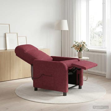 vidaXL Massage Recliner Wijnrood Stof, Verzenden, Nieuw