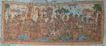 Zeer groot traditioneel Balinees Kamasan schilderij (184 x