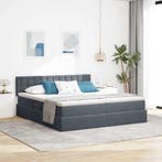 vidaXL Opslag bed met matras met hoofdeinde Donkergrijs 90 x, Verzenden, Nieuw, Grijs, Stof