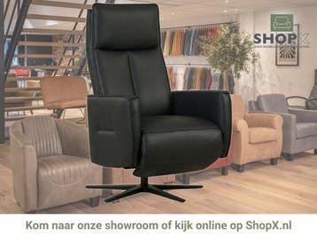 Leren handmatige relaxfauteuil Honor - Massif Nero (zwart), Huis en Inrichting, Fauteuils, Nieuw, Ophalen of Verzenden, Modern