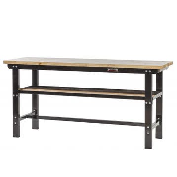 Werkbank zwart 200 cm met hardhouten blad, Ophalen of Verzenden, Nieuw