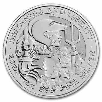 Britannia and Liberty 1 oz 2024, Verzenden, Losse munt, Zilver