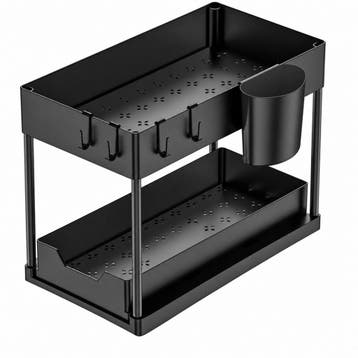 Nexxt Gootsteenkast Organizer Multifunctioneel - Zwart, Verzenden, Nieuw