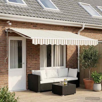 vidaXL Uitschuifbare luifel Lichtgrijs en wit. 400 × 350 cm, Verzenden, Nieuw