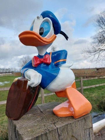 Beeld, Donald Duck met koffer - 50 cm - polyresin