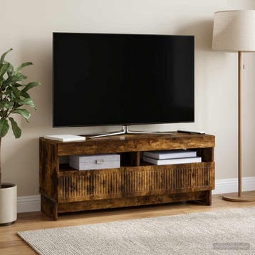 vidaXL LED tv-meubel EDE 100 x 35 x 43 cm Gerookt eiken, Huis en Inrichting, Minder dan 50 cm, Verzenden, Nieuw, Minder dan 100 cm
