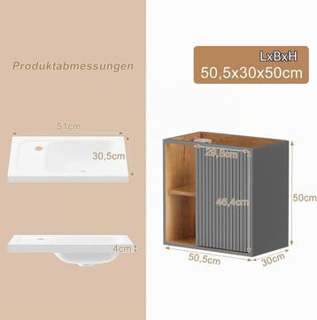Wastafelkast - Wastafelmeubel - Wastafelonderkast - 50,5 cm, Verzenden, Zo goed als nieuw