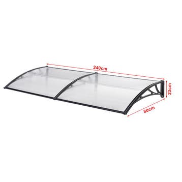 [en.casa] Deurluifel Mellerud afdak 240x80 cm transparant en, Doe-het-zelf en Verbouw, Verzenden, Nieuw
