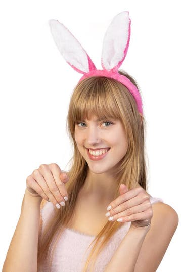 KIMU® Haarband Konijn Fuchsia Roze Diadeem Konijnenoren Oren, Ophalen of Verzenden, Nieuw, Carnaval, Accessoires