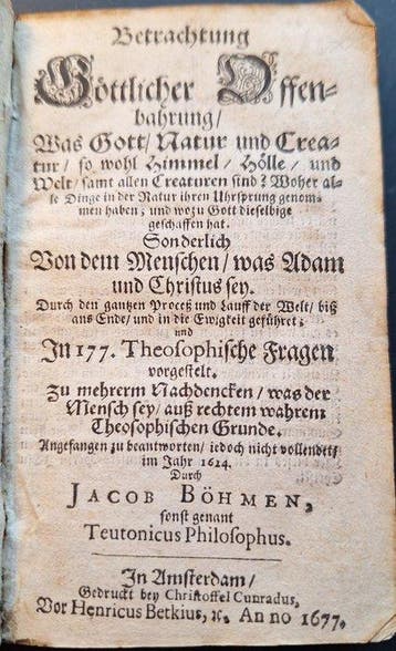 Jacob Böhme - Betrachtung Göttlicher Offenbahrung - 1677, Antiek en Kunst