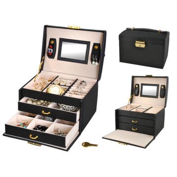 Beautylushh Elegante zwarte sieradendoos met sleutel, spi..., Ophalen of Verzenden, Nieuw