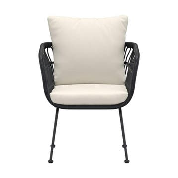 *WOONWINKEL* Lounge Stoel Zwart Met Beige Kussen, Verzenden, Nieuw, Kunststof