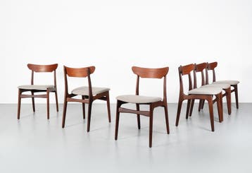 Vintage Deense eetkamerstoelen in teak, set van 6, Nieuw, Overige kleuren, Hout, Deens Design, Scandinavisch, Vintage, Mid Century, Retro
