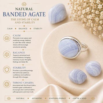 Zilver, 925 Sterlingzilver & natuurlijke bandagaat - Kalm,