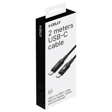 Celly 100W USB-C > USB-C LED Display Kabel 200cm, Verzenden, Nieuw