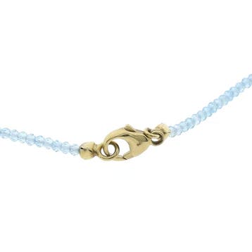 9 karaat lichtblauwe topaas kralenketting, Gebruikt, Geel, Ophalen of Verzenden, Met edelsteen