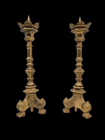 Paire de Pique-cierges - 24 cm - Kaarsenhouder (2) - Verguld