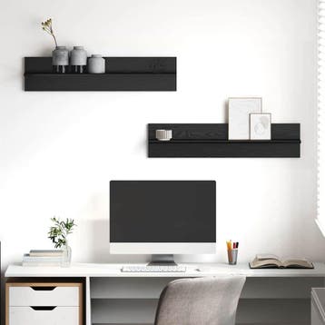 vidaXL Wandplank 2 st Zwart Eiken 80 x 11,5 x 18 cm Bewerkt, Verzenden, Nieuw