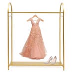 Goud Kledingrek met Plank – Stevig Vrijstaand Jurkenrek, Verzenden, Nieuw