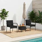 vidaXL Tuin set met kussen staal, Tuin en Terras, Verzenden, Nieuw, Rotan