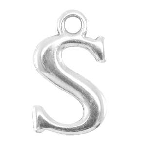 DQ bedel Letter S - Antiek Zilver 15,5 x 9,5 mm oogje: va..., Ophalen of Verzenden, Nieuw, Bedel