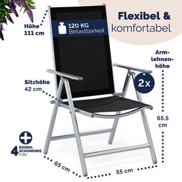 Tuinstoel Bern Set van 2 Zilver Aluminium (Stoelen), Verzenden, Nieuw