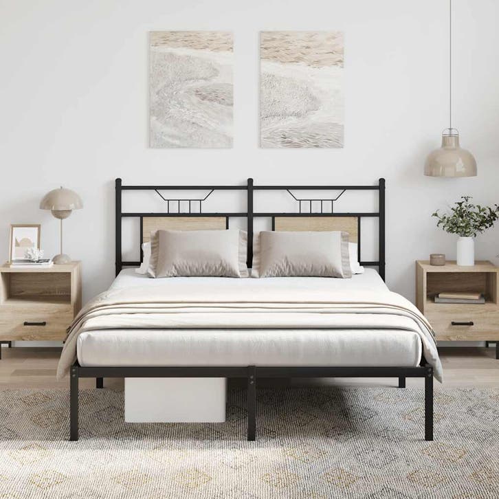 vidaXL Bedframe zonder matras hout sonoma eikenkleurig, Huis en Inrichting, Slaapkamer | Bedden, Overige maten, 200 cm, Bruin