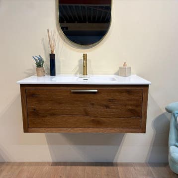 Donker eiken badkamermeubel 100 cm – luxe uitstraling, 100 tot 150 cm, Nieuw, Ophalen of Verzenden, Minder dan 100 cm