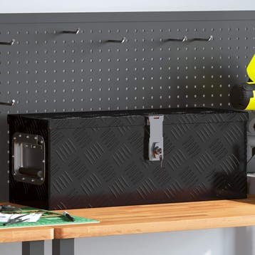 vidaXL Opbergbox 60x23,5x23 cm aluminium zwart, Verzenden, Nieuw